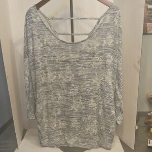 Faded Glory Blue and Metallic silver three quarter length sleeve Sweater